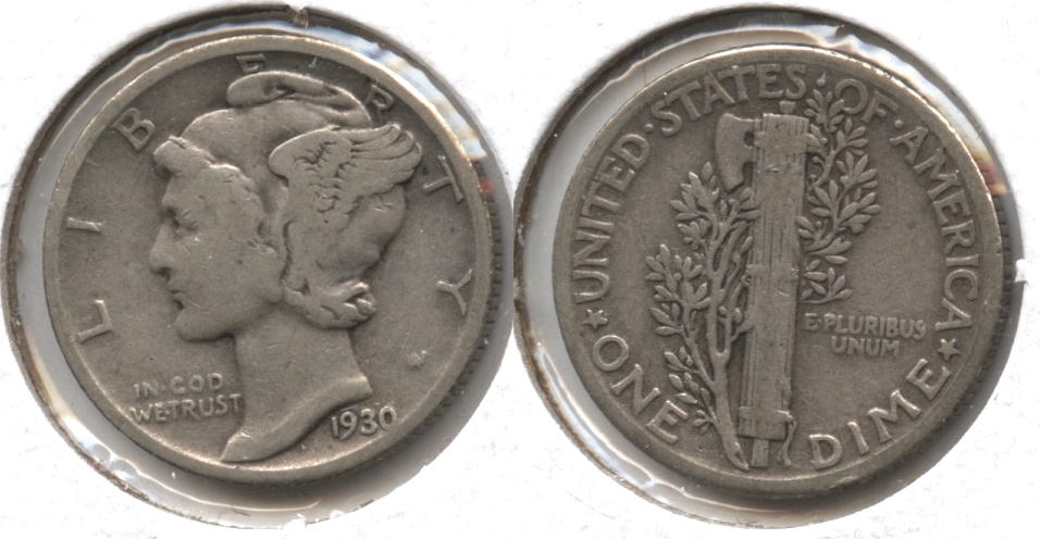 1930 Mercury Dime Fine-12 #t