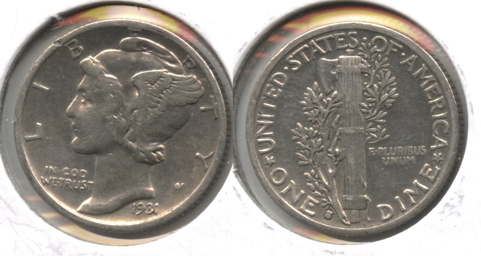 1931-S Mercury Dime EF-40 #a Polished