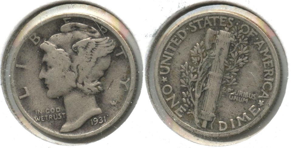 1931 Mercury Dime Fine-12 #o
