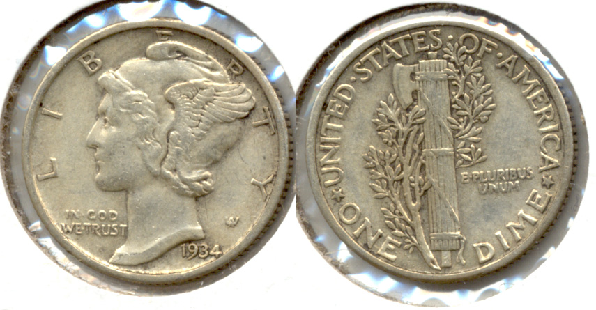 1934 Mercury Dime AU-50 a