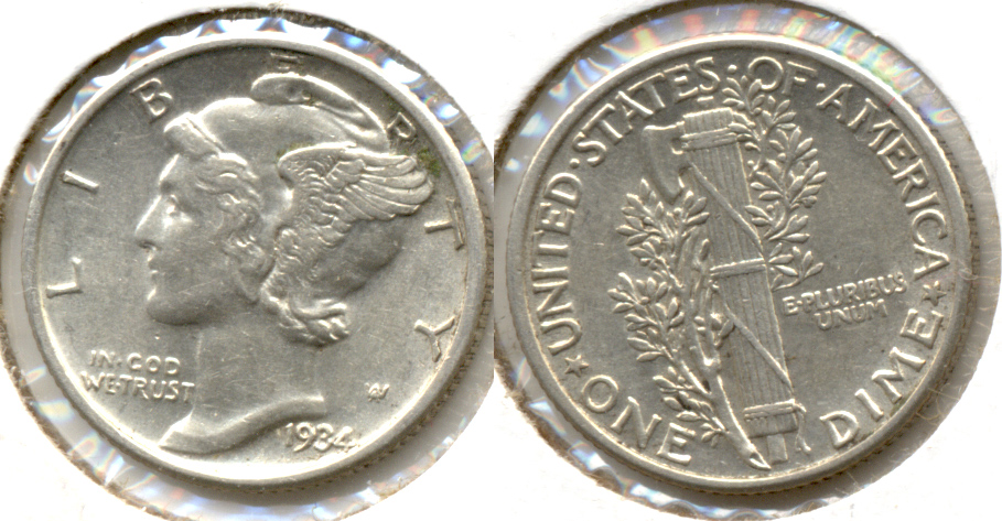 1934 Mercury Dime AU-55 b