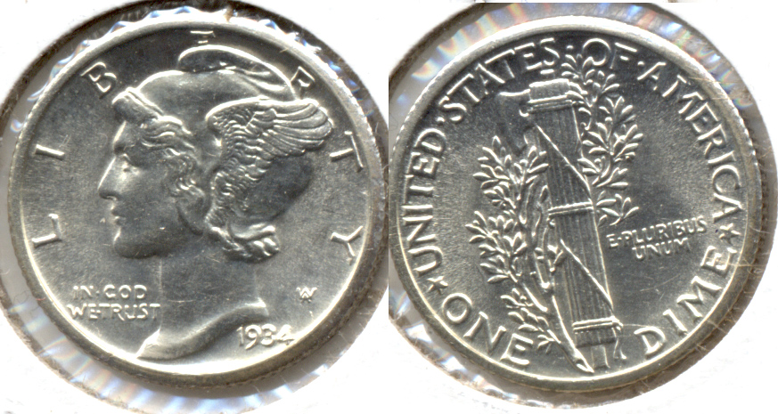 1934 Mercury Dime MS-60 a