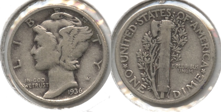 1936 Mercury Dime VG-8 #g