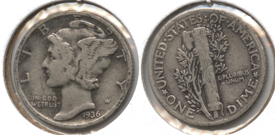 1936 Mercury Dime VG-8 #q