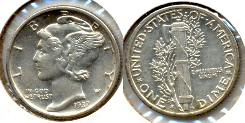 1937-S Mercury Dime AU-50 d