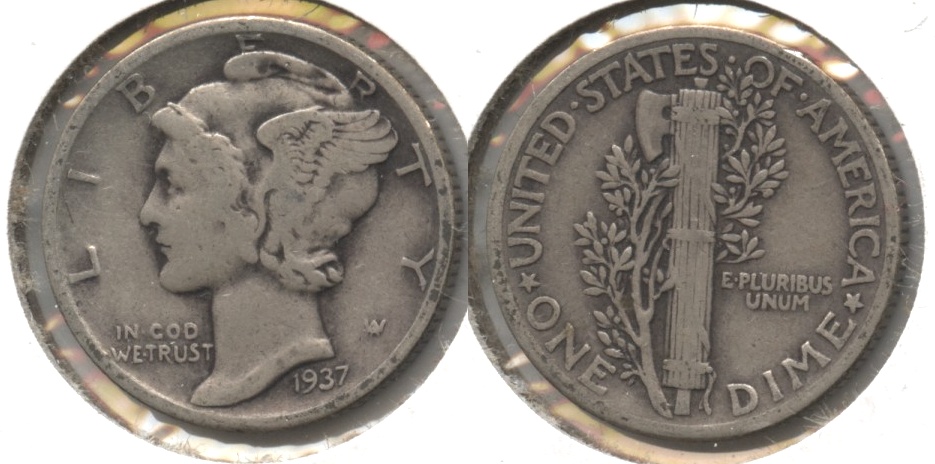 1937 Mercury Dime Fine-12 #b