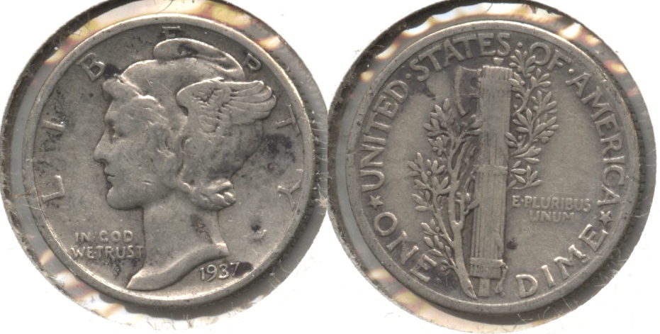 1937 Mercury Dime Fine-12 #g
