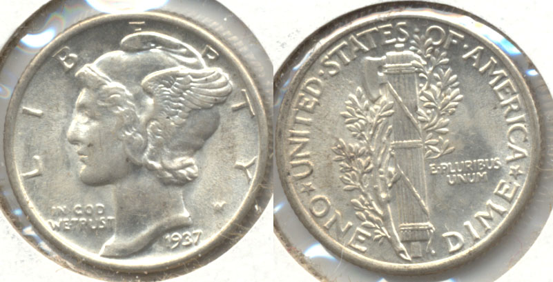 1937 Mercury Dime MS-60 a