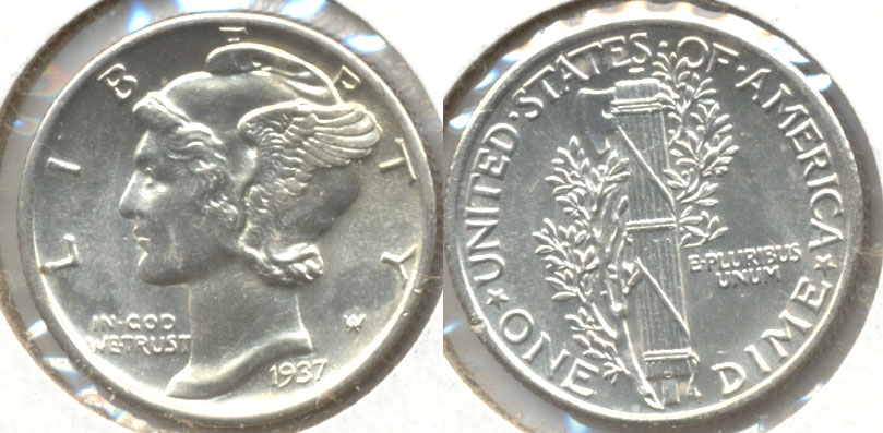 1937 Mercury Dime MS-60 b