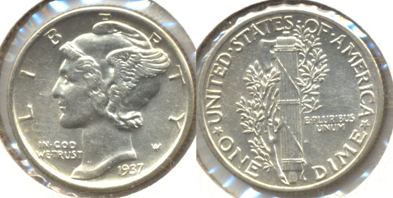 1937 Mercury Dime MS-60 c