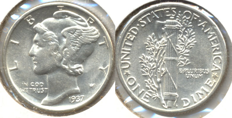 1937 Mercury Dime MS-60 d