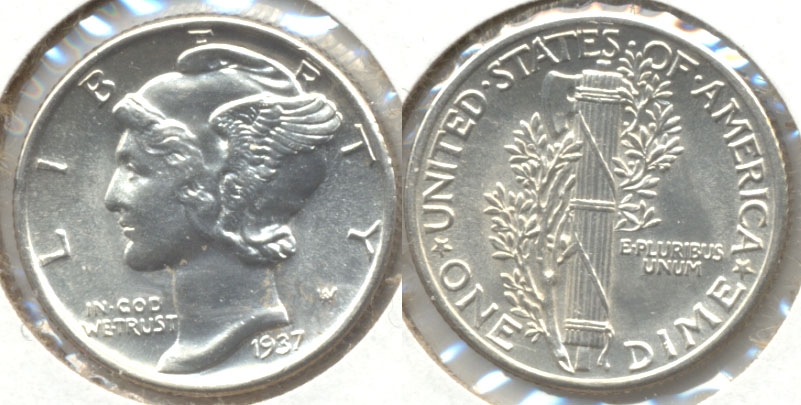 1937 Mercury Dime MS-60 g