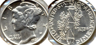 1937 Mercury Dime MS-63 a