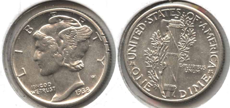 1938 Mercury Dime AU-50 #a Rim Nicks