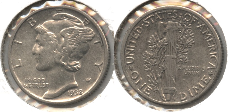 1938 Mercury Dime EF-45
