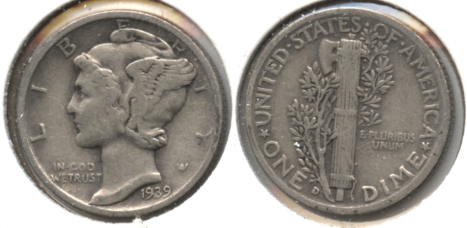 1939-D Mercury Dime VG-10 #b