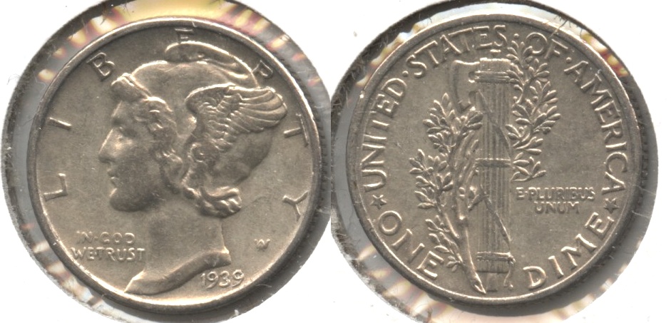 1939 Mercury Dime EF-40 #d