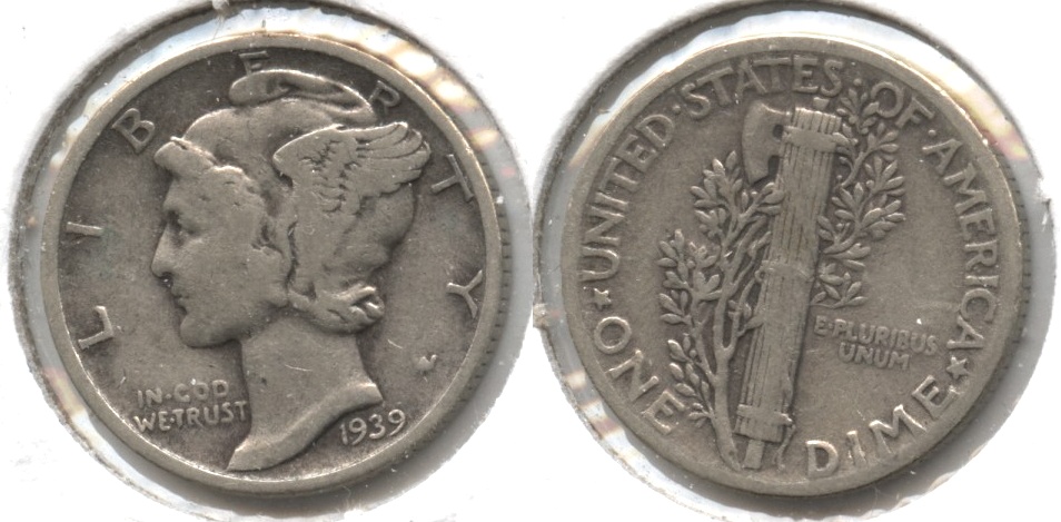 1939 Mercury Dime Fine-12 #aa
