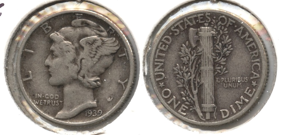 1939 Mercury Dime Fine-12 #ak