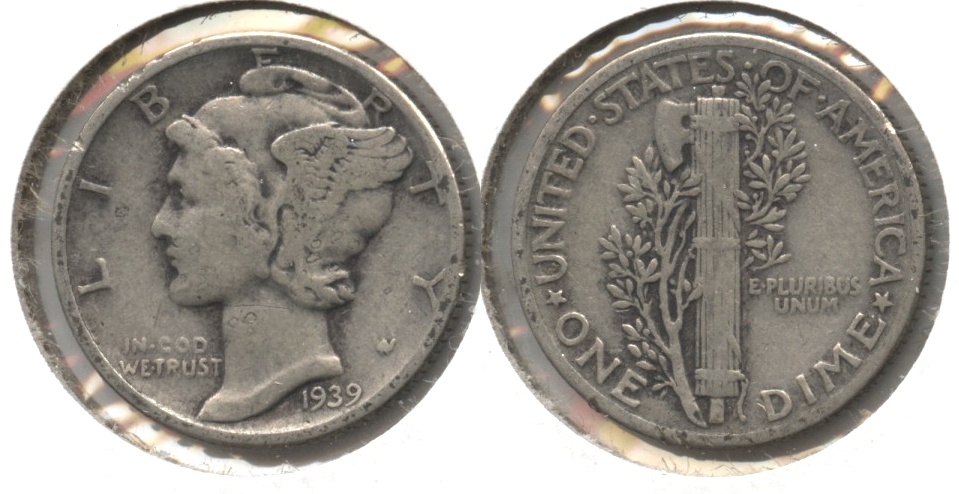 1939 Mercury Dime Fine-12 #e