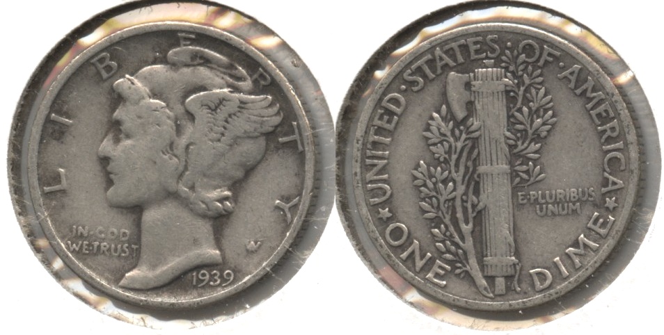 1939 Mercury Dime Fine-12 #f