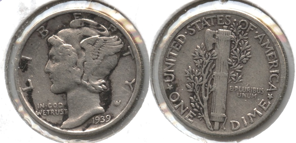 1939 Mercury Dime Fine-12 #v