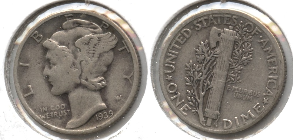 1939 Mercury Dime Fine-12 #w