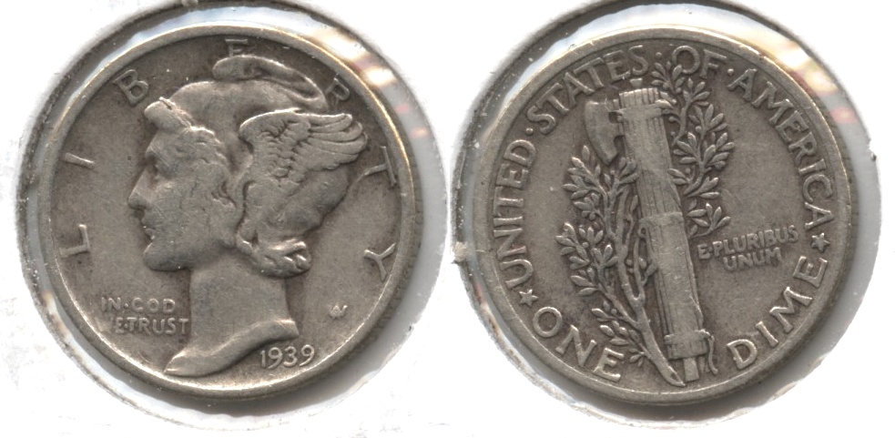 1939 Mercury Dime Fine-12 #y