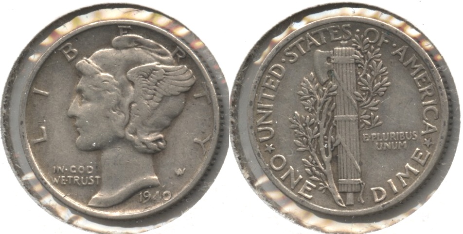 1940 Mercury Dime EF-40 #c