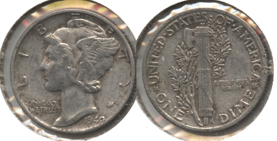 1940 Mercury Dime VF-20 #b