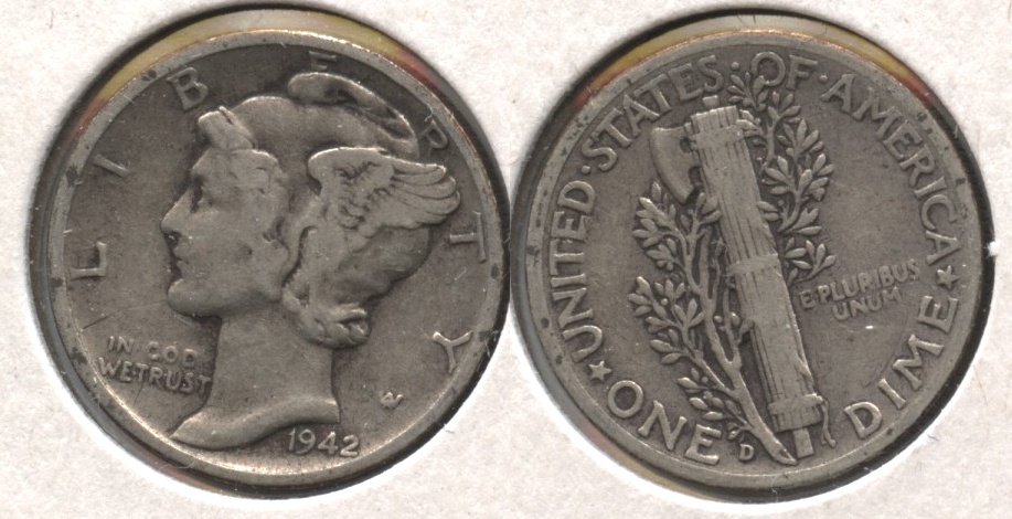 1942-D Mercury Dime Fine-12 #ae