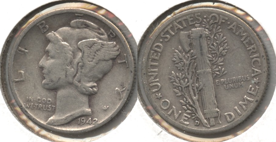 1942-D Mercury Dime Fine-12 #h