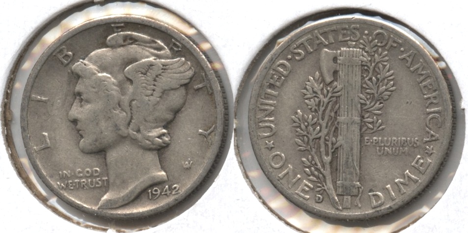 1942-D Mercury Dime Fine-12 #m