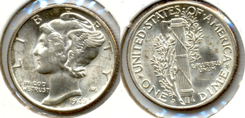 1942-D Mercury Dime MS-60 e