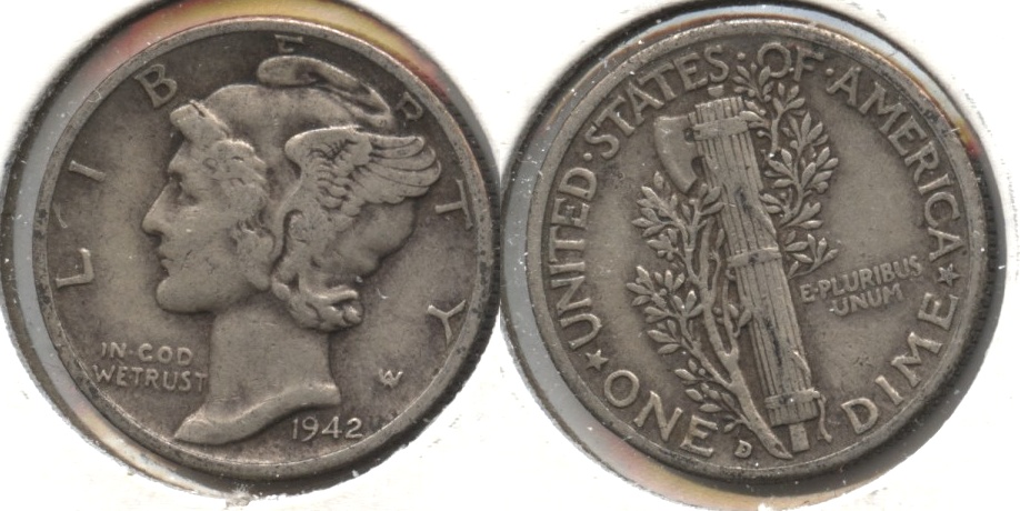 1942-D Mercury Dime VF-20 #c