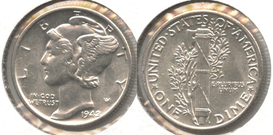 1942 Mercury Dime AU-55 #b