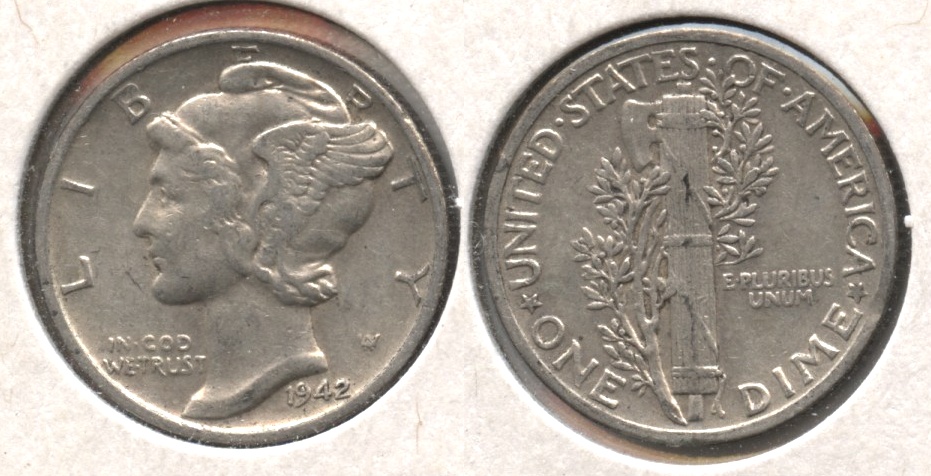 1942 Mercury Dime VF-20