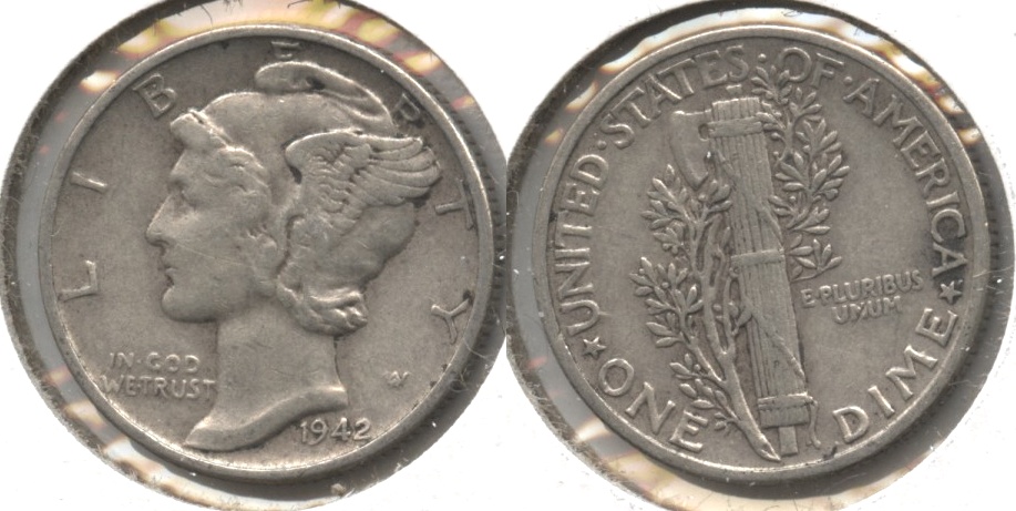 1942 Mercury Dime VF-20 #k
