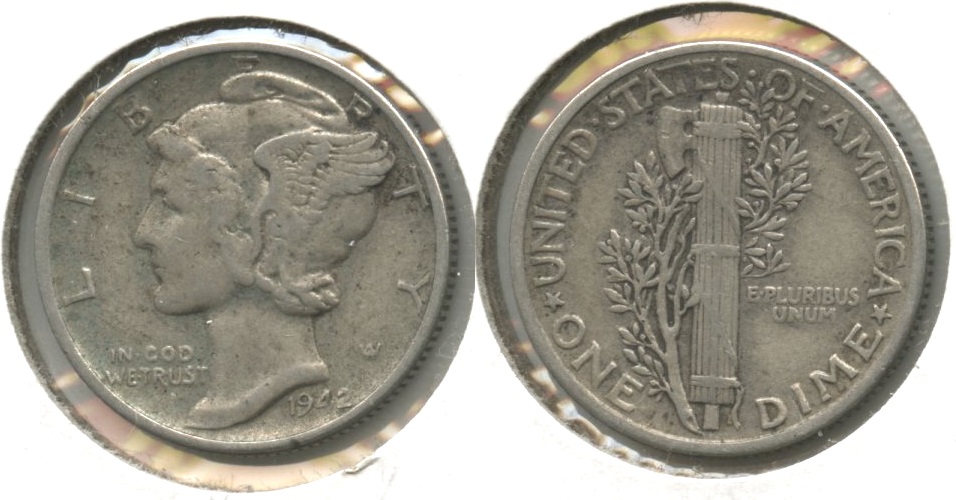 1942 Mercury Dime VF-20 #p