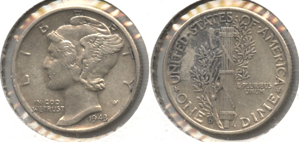 1943-D Mercury Dime EF-40 #e