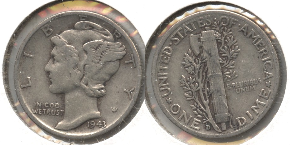 1943-D Mercury Dime Fine-12 #an