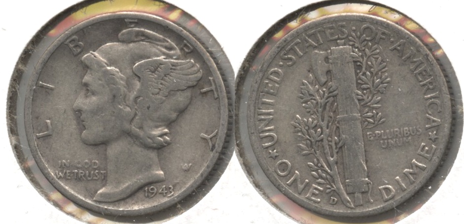 1943-D Mercury Dime Fine-12 #i
