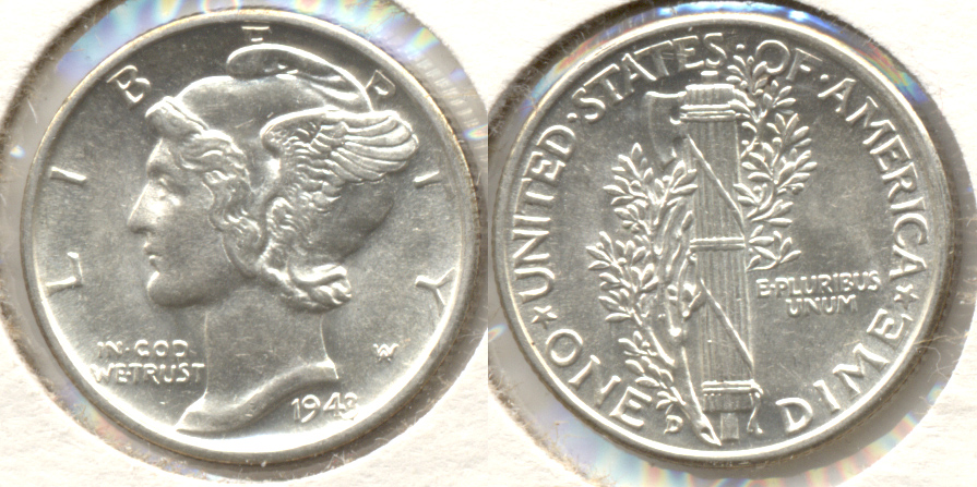 1943-D Mercury Dime MS-60 c