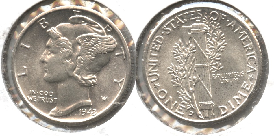 1943-D Mercury Dime MS-60 #f