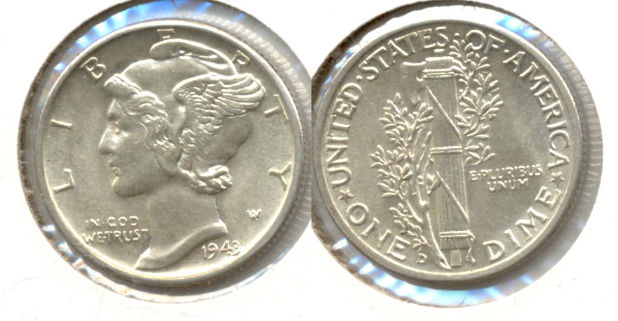 1943-D Mercury Dime MS-63 h