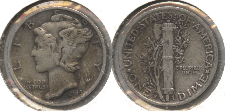 1943-S Mercury Dime Fine-12 #k