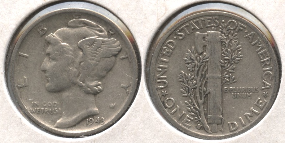 1943-S Mercury Dime Fine-12 #s