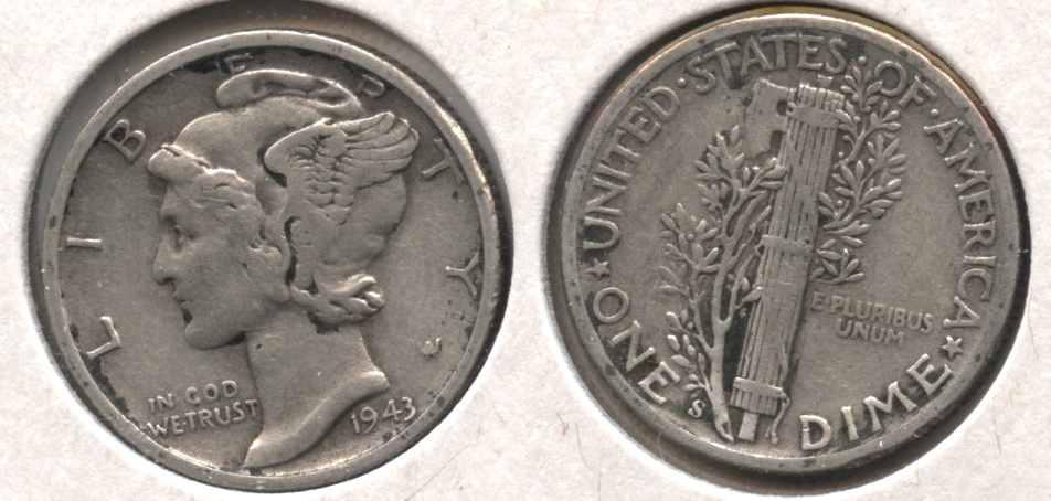 1943-S Mercury Dime VF-20 #a