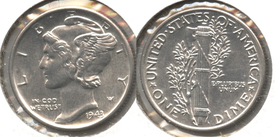 1943 Mercury Dime AU-50 #p