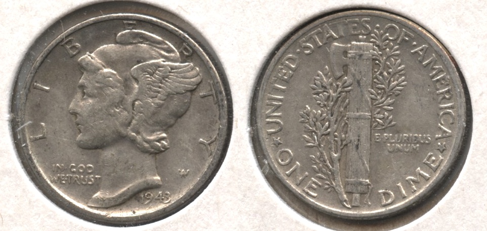 1943 Mercury Dime EF-40 #a